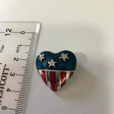 Vintage premier, design, enameled, heart patriot, brooch/pin