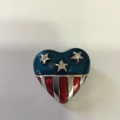 Vintage premier, design, enameled, heart patriot, brooch/pin