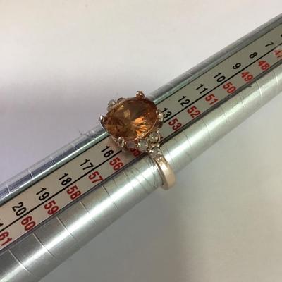 Beautiful peach or apricot crystal rhinestone fashion cocktail ring