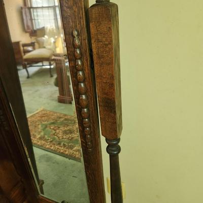 Tiger Oak Cheval Mirror Beveled Mirror