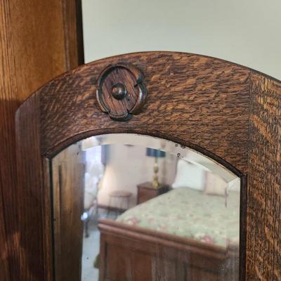 Tiger Oak Cheval Mirror Beveled Mirror