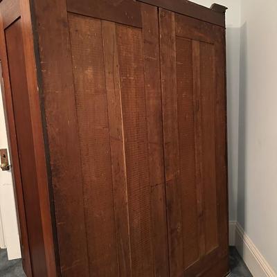 Antique Oak Display Cabinet with Carved Details & Glass Doors