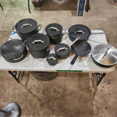 Lot of 9 Calphalon Pots and Pans