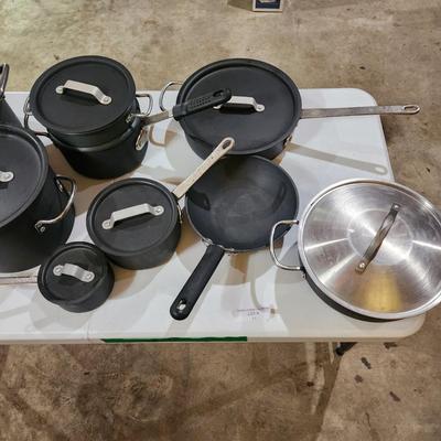 Lot of 9 Calphalon Pots and Pans