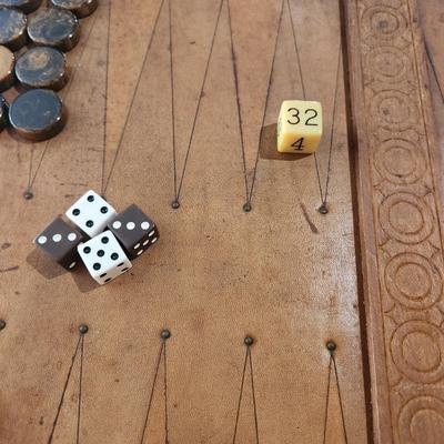 Vintage Leather Backgammon Game Board