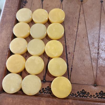 Vintage Leather Backgammon Game Board