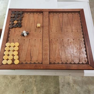 Vintage Leather Backgammon Game Board