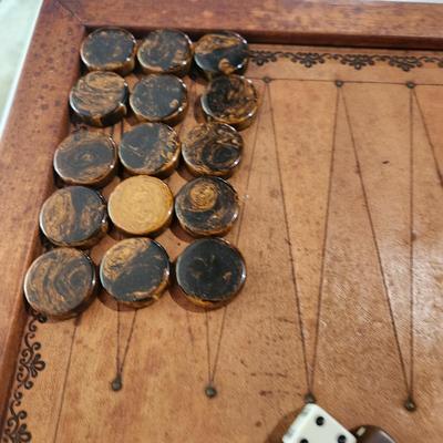 Vintage Leather Backgammon Game Board