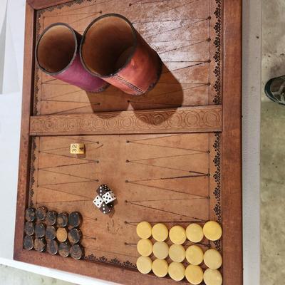 Vintage Leather Backgammon Game Board