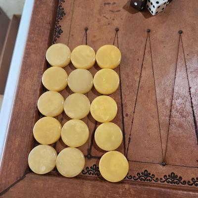 Vintage Leather Backgammon Game Board