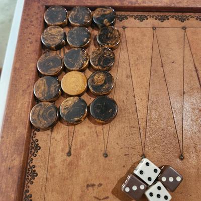 Vintage Leather Backgammon Game Board