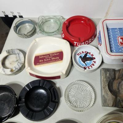 Large Lot of Vintage Ashtrays Playboy, Johnnie Walker,Tennet's Lager , Tuborg, Cheers , Clyde's