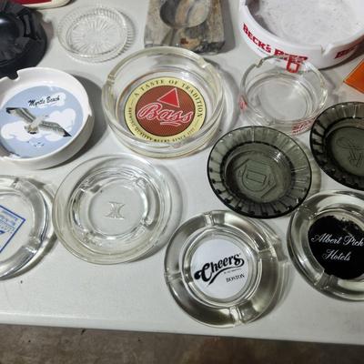 Large Lot of Vintage Ashtrays Playboy, Johnnie Walker,Tennet's Lager , Tuborg, Cheers , Clyde's
