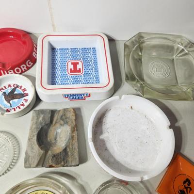 Large Lot of Vintage Ashtrays Playboy, Johnnie Walker,Tennet's Lager , Tuborg, Cheers , Clyde's