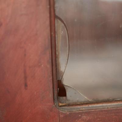 Antique Glass-Front Display Cabinet with Lower Drawer