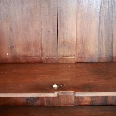Antique Glass-Front Display Cabinet with Lower Drawer