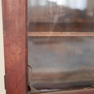 Antique Glass-Front Display Cabinet with Lower Drawer