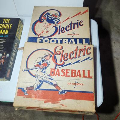 Vintage Game Lot Jim Prentice Electric Football Baseball The Visible Man, Gotham Ride M Cowboy