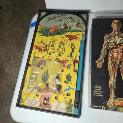 Vintage Game Lot Jim Prentice Electric Football Baseball The Visible Man, Gotham Ride M Cowboy