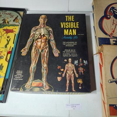 Vintage Game Lot Jim Prentice Electric Football Baseball The Visible Man, Gotham Ride M Cowboy