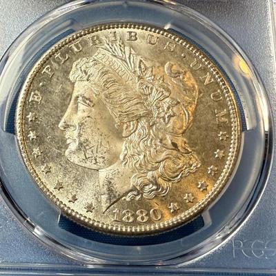 PCGS CERTIFIED 1880-S MS64 GRADED MORGAN SILVER DOLLAR AS PICTURED. (COIN #8307).