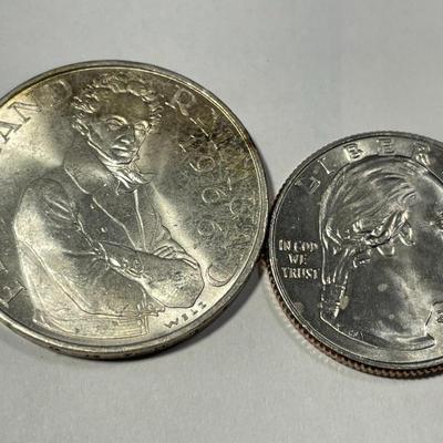 Austria 1966 Uncirculated Condition 25 Schilling Silver Coin KM#2899 as Pictured.