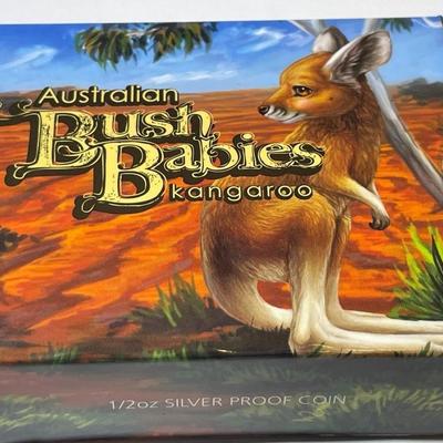 Australian Bush Babies KANGAROO 2010 Proof Colorized 1/2 Ounce .999 Fine Silver Coin Limited to 10,000 as Pictured.