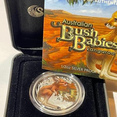 Australian Bush Babies KANGAROO 2010 Proof Colorized 1/2 Ounce .999 Fine Silver Coin Limited to 10,000 as Pictured.