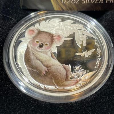 Australian Bush Babies KOALA 2011 Proof Colorized 1/2 Ounce .999 Fine Silver Coin Limited to 10,000 as Pictured.