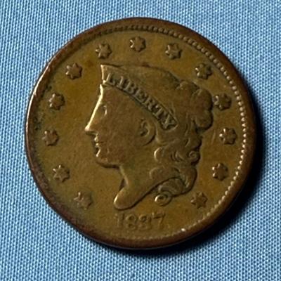 1837 CIRCULATED CONDITION U.S. LARGE CENT AS PICTURED.