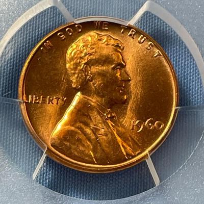 PCGS CERTIFIED 1960-P MS66+ RED GRADED LARGE DATE LINCOLN CENT AS PICTURED.