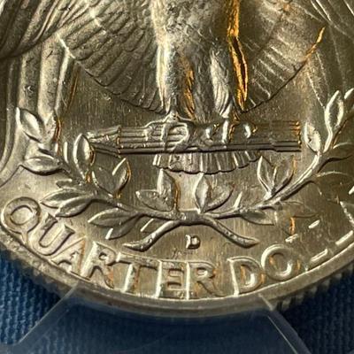 PCGS CERTIFIED RARE 1964-D MS65 FS-901 TYPE-C REVERSE WASHINGTON SILVER QUARTER AS PICTURED.