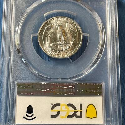 PCGS CERTIFIED RARE 1964-D MS65 FS-901 TYPE-C REVERSE WASHINGTON SILVER QUARTER AS PICTURED.
