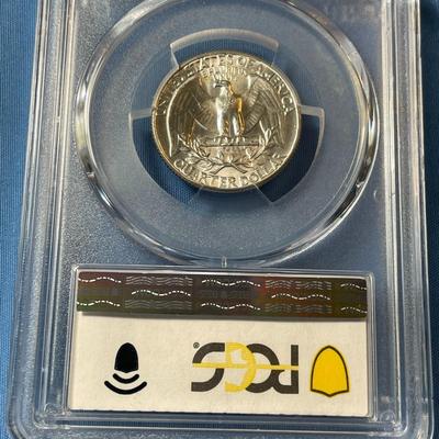 PCGS CERTIFIED 1964-P MS65 FS-901 TYPE-B REVERSE WASHINGTON SILVER QUARTER AS PICTURED.
