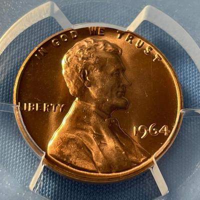 PCGS CERTIFIED 1964-P MS67 RED RARE IN THIS GRADE LINCOLN CENT AS PICTURED. FREE DOMESTIC SHIPPING.