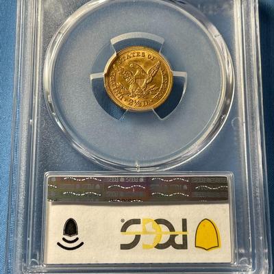 PCGS CERTIFIED VERY RARE 1858 MS62 WAY UNDERGRADED $2.50 LIBERTY GOLD COIN SIRVIVAL IS ESTIMATED AROUND 250 KNOWN PIECES. PROBLEM FREE COIN.