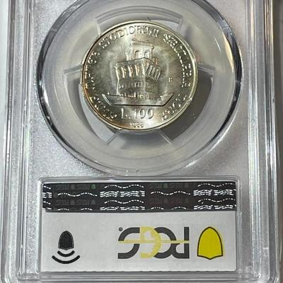 PCGS CERTIFIED ITALY 1988-R MS66 100-LIRE UNIVERSITY OF BOLOGNA SILVER COIN AS PICTURED.