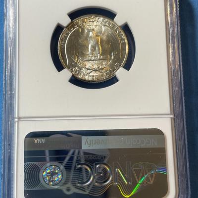 NGC CERTIFIED 1944-D MS64 WASHINGTON SILVER QUARTER AS PICTURED. (COIN #007).