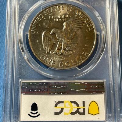 PCGS CERTIFIED 1972 TYPE-3 VARIETY MS64 EISENHOWER DOLLAR AS PICTURED. (COIN #205).