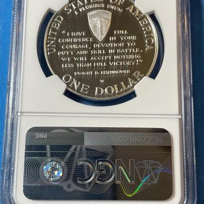 NGC CERTIFIED WWII 1991-1995 W PROOF69 ULTRA CAMEO GRADED SILVER DOLLAR AS PICTURED. (COIN #046).