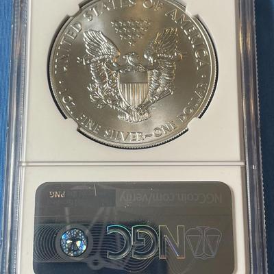 NGC CERTIFIED 2014 MS69 GRADED SILVER EAGLE DOLLAR .999 SILVER AS PICTURED. (COIN #172).