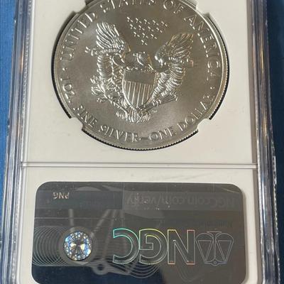 NGC CERTIFIED 2013 MS69 GRADED SILVER EAGLE DOLLAR .999 SILVER AS PICTURED. (COIN #398).