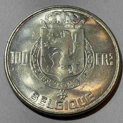 BELGIUM SILVER 100 FRANCS 1954 -Four King's Commemorative in Uncirculated Condition.