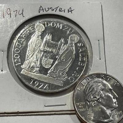 Austria 1974 Proof 50 Schilling Silver Coin KM#2921 as Pictured.