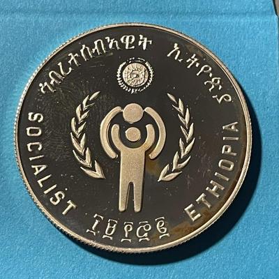 Ethiopia 1972 (1980) International Year of the Child 20 Birr Proof Silver Coin as Pictured.