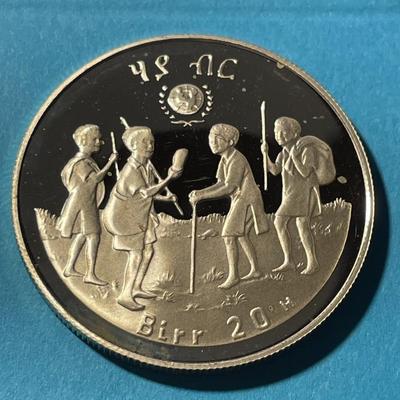 Ethiopia 1972 (1980) International Year of the Child 20 Birr Proof Silver Coin as Pictured.