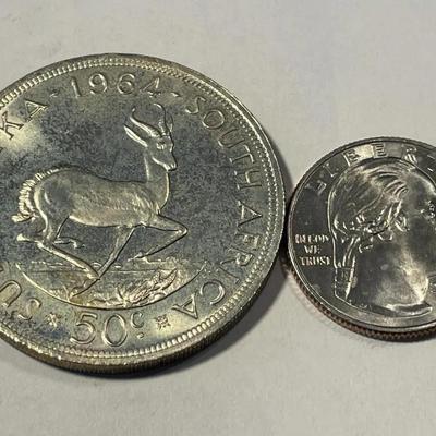 South Africa 1964 Choice BU Proof-Like 50 Cents Silver Coin KM#62 as Pictured.