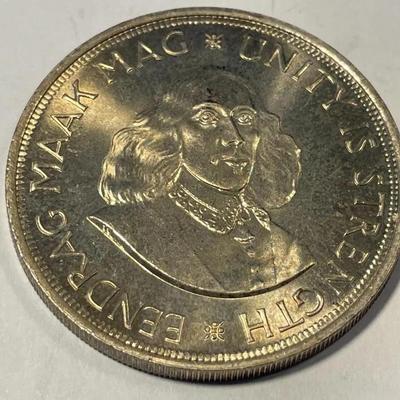South Africa 1964 Choice BU Golden Toned 50 Cents Silver Coin KM#62 as Pictured.