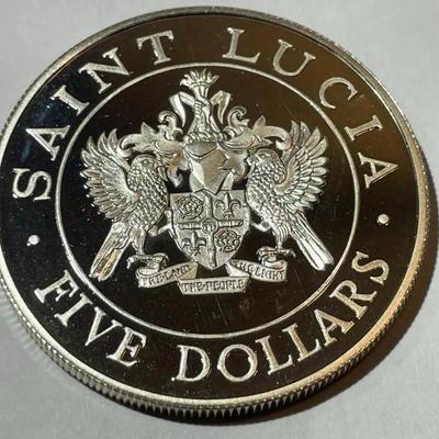 Saint Lucia 1986 Choice Proof Condition Silver Version Coin (Papal Visits July 1986) as Pictured.