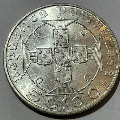 (Portugal) Saint Thomas and Prince Islands 1970 BU 50 Escudos Silver Coin as Pictured.